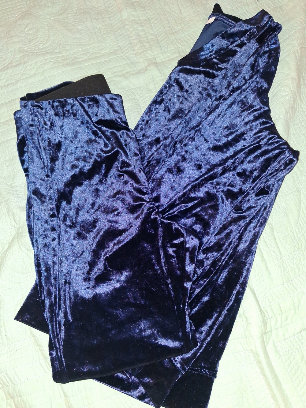 Velvet High-Waist Women's Pants - Navy